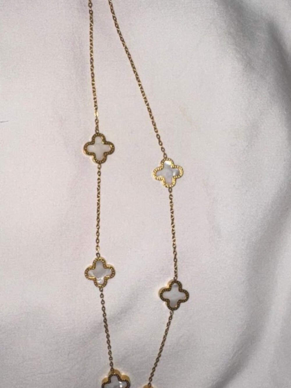 Gold short chain necklace with white pendants 🤍🤍🤍